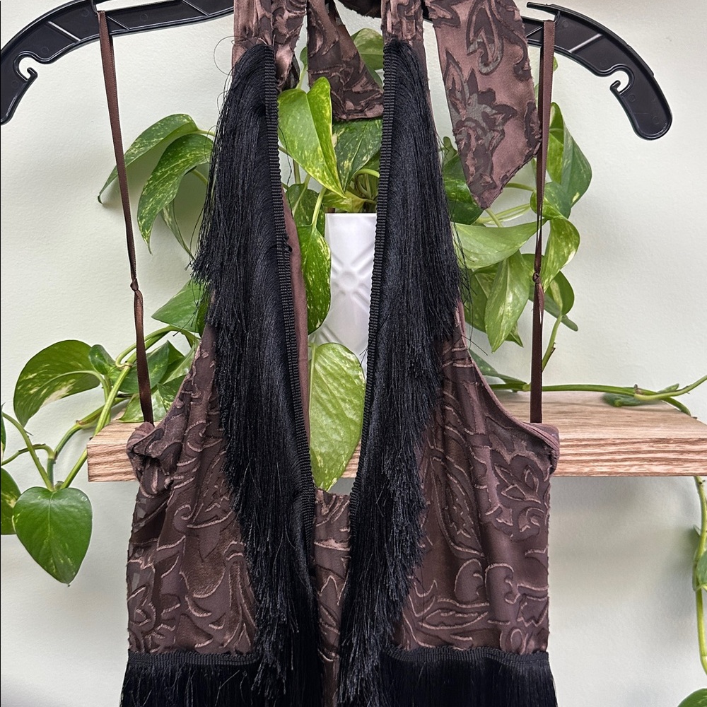 Anthropologie Black and Brown Midi Dress - Picture 5 of 7